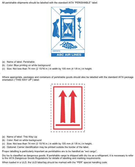 IATA Perishable label