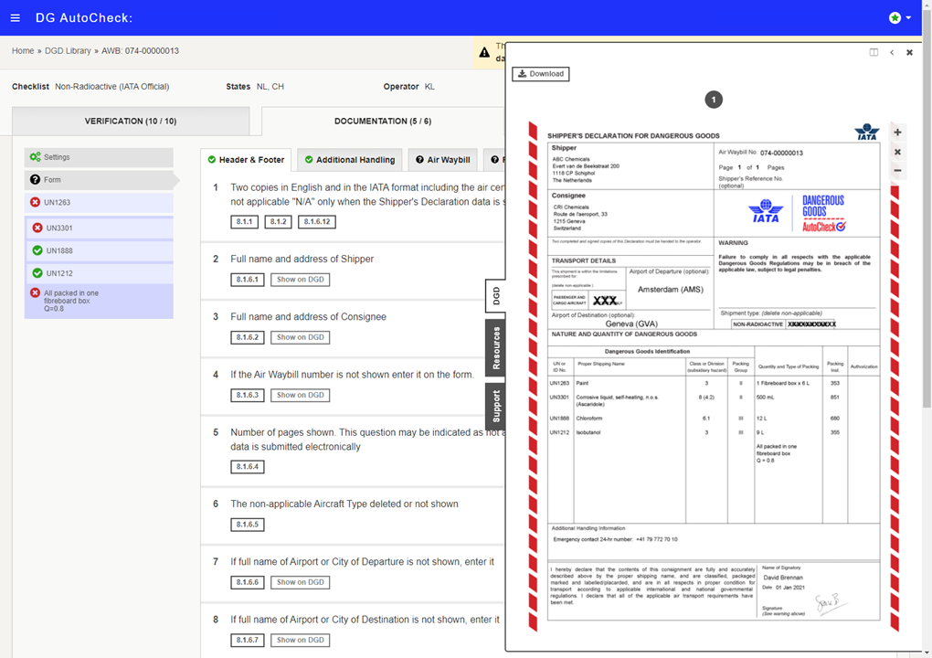 IATA DG AutoCheck - Preview