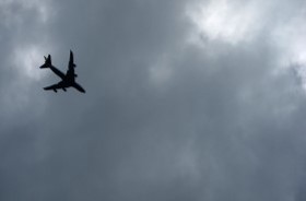 Aircraft in gray sky