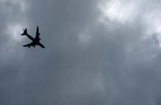 Aircraft in gray sky