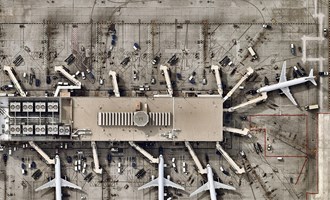 Airport terminal from above - busy