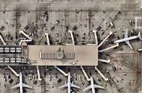 Airport terminal from above - busy