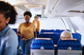 Passengers boarding flight